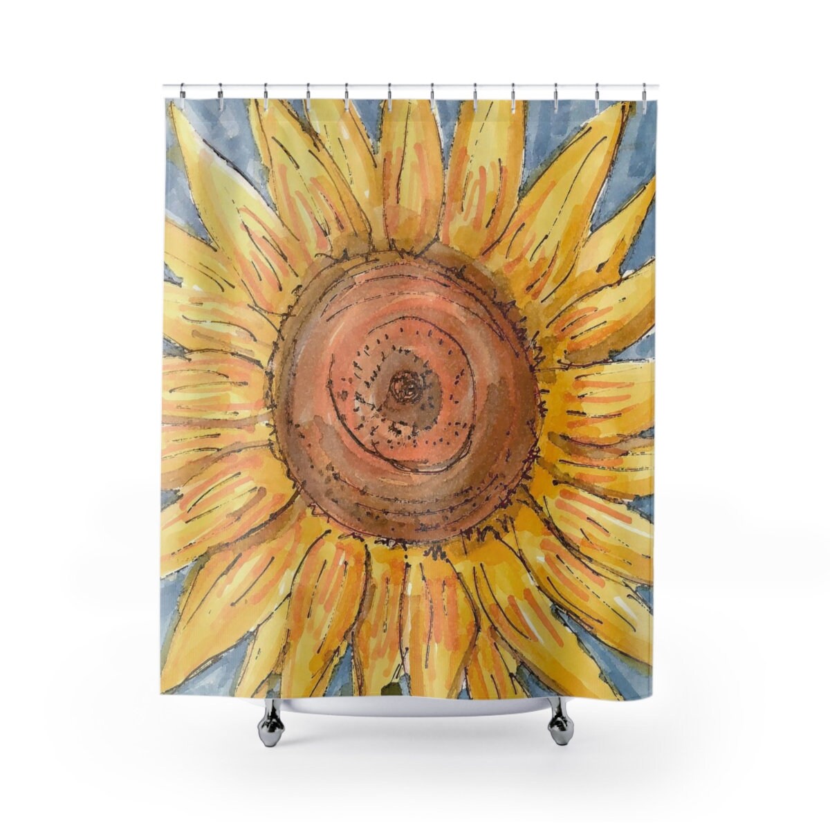 Large Scale Flower Art Print Colorful Shower Curtain For A Bold Bathroom Decorr - Image 2
