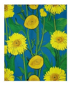 Large Sunflower Shower Curtain for a Spacious Bathroom Setting