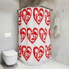 Large Swirls Squiggles Red Heart Shower Curtain - Romantic Bathroom Decor 