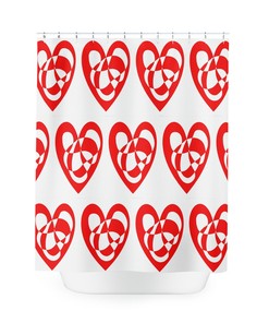 Large Swirls Squiggles Red Heart Shower Curtain - Romantic Bathroom Decor