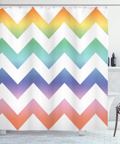 Large Zig Zag Pattern Geometric Pattern Shower Curtain For Modern Bathroom Decor