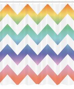 Large Zig Zag Pattern Geometric Pattern Shower Curtain For Modern Bathroom Decor