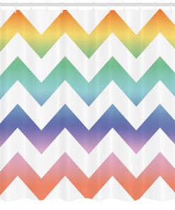 Large Zig Zag Pattern Geometric Pattern Shower Curtain For Modern Bathroom Decor