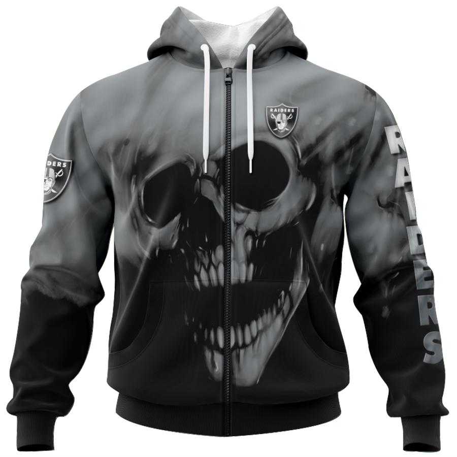 Las Vegas Raiders Custom Name & Number 3D Skull Hoodie For Fans