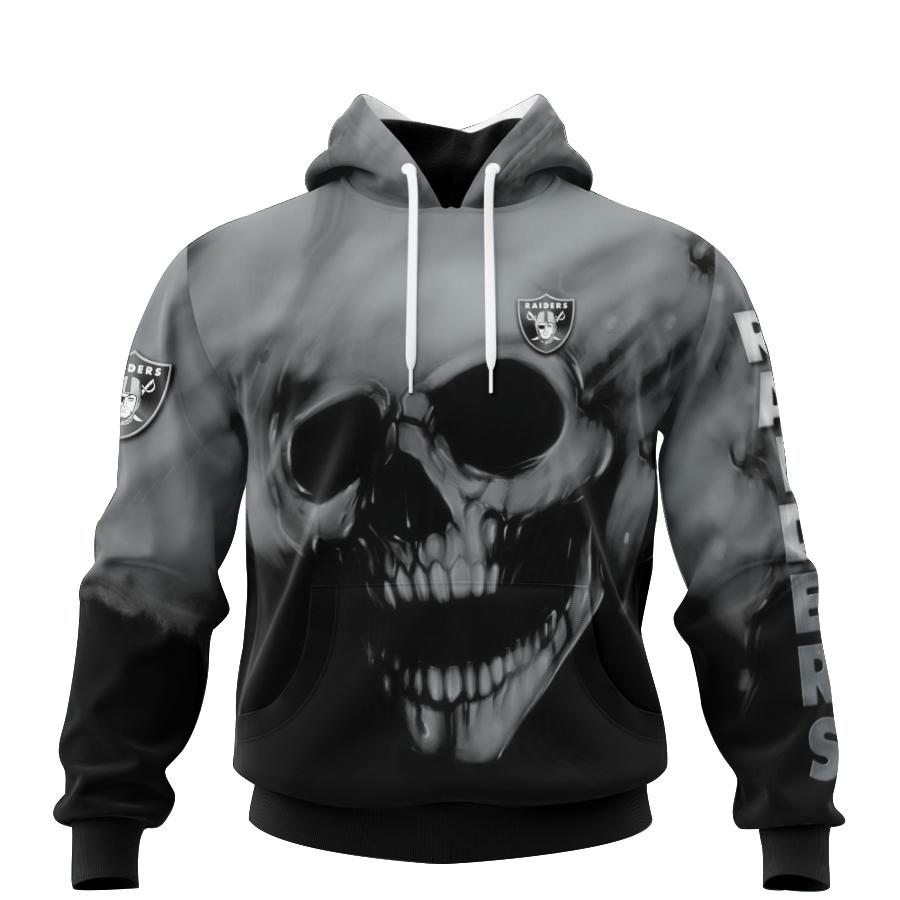 Las Vegas Raiders Custom Name & Number 3D Skull Hoodie For Fans