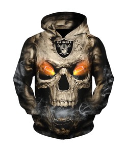 Las Vegas Raiders Eye-Catching Rugby Ball Skull 3D Hoodie Gift For Fans