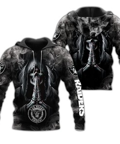 Las Vegas Raiders Smoke Background All Over Print Hoodie For Fans