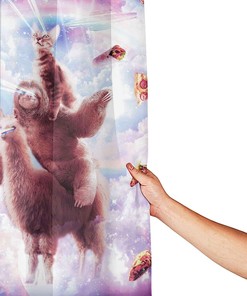 Laser Cat Sloth Riding Llama Alpaca Pizza Taco Burrito Animal Rainbow Galaxy Shower Curtain for a Fun Bathroom
