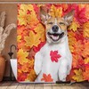 Laughing Dog And Maple Leaves - Lovely Waterproof Shower Curtain
