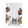 Laughing Pet Shower Curtain with Dogs, Cats, and Bunny Funny Design for Kids Bathroom