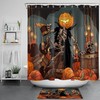 Laughing Skull And Skeletons Lantern On Pumpkin Halloween Shower Curtain