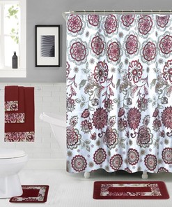 Laura R Geometric Design Shower Curtain Made Of 100% Polyester For Bathroom Decor