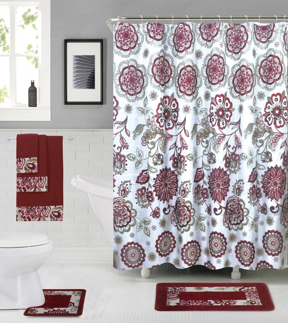 Laura R Geometric Design Shower Curtain Made Of 100% Polyester For Bathroom Decor
