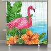 Laural Home Flamingo in The Tropics Shower Curtain with Pink Flamingo Design