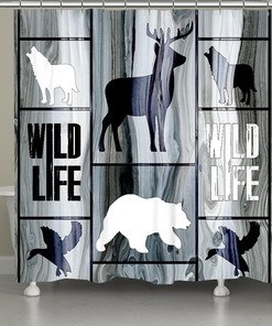 Laural Home Wild Life Shower Curtain with Realistic and Vibrant Wildlife Scenes