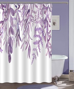 Lavender Eucalyptus Plant Shower Curtain, Purple Watercolor Floral Botanical Nature Aesthetic Bathroom Decor