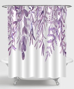 Lavender Eucalyptus Plant Shower Curtain, Purple Watercolor Floral Botanical Nature Aesthetic Bathroom Decor