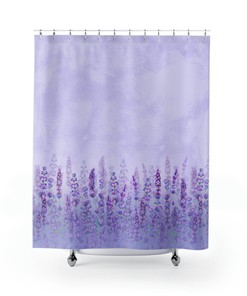 Lavender Fields Print Shower Curtain for Floral Bathroom Decor