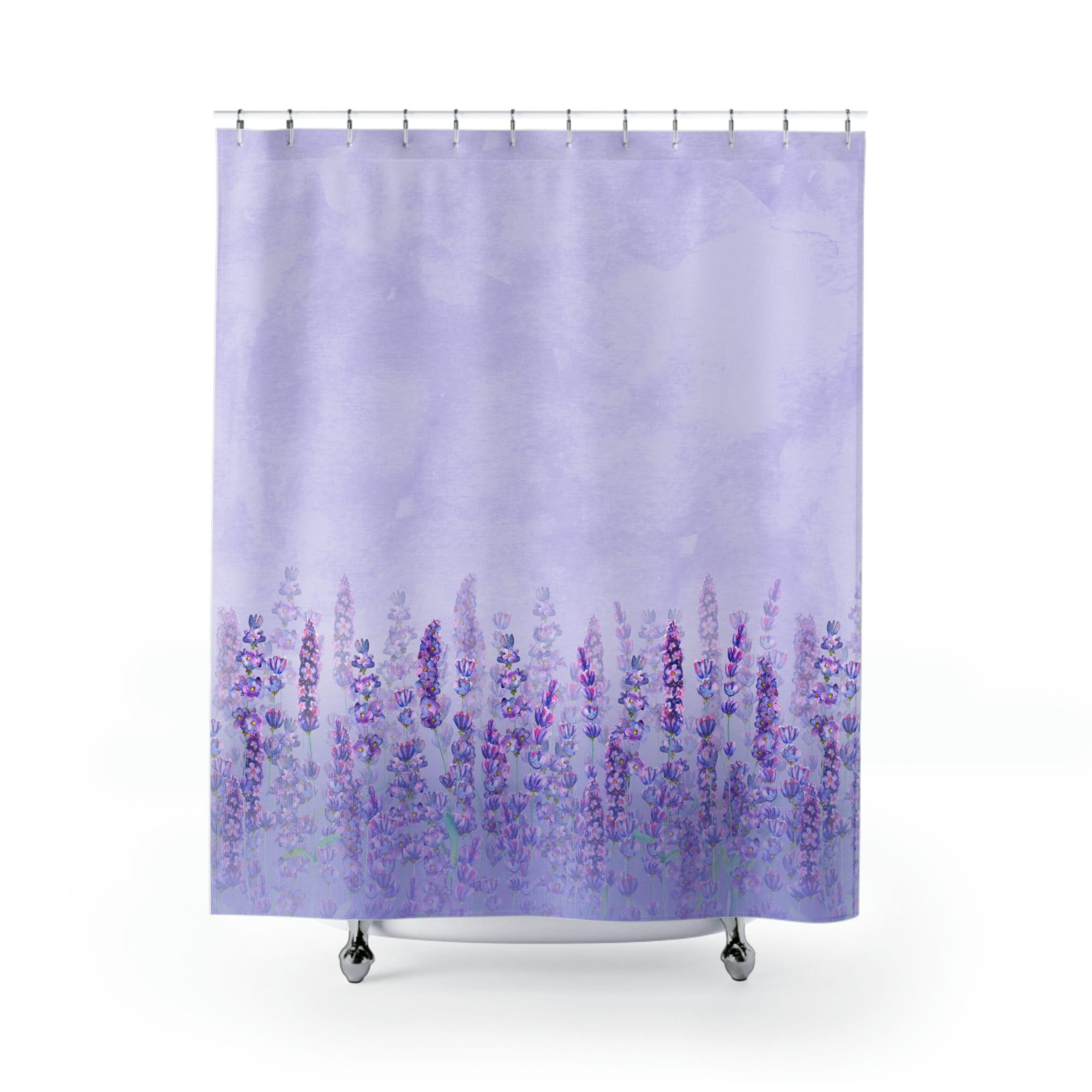 Lavender Fields Print Shower Curtain for Floral Bathroom Decor