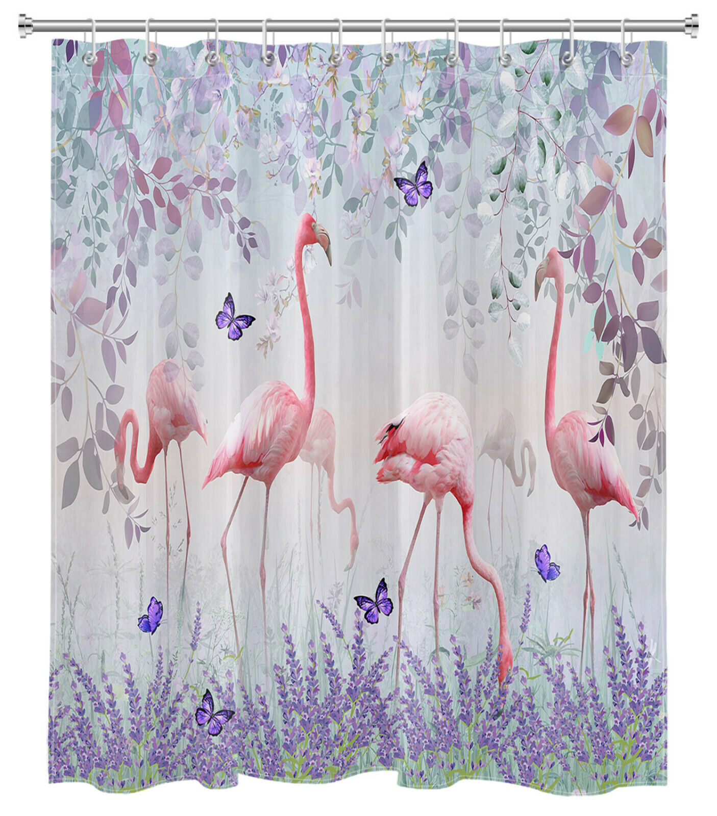 Lavender Flower Printed Shower Curtain For A Relaxing And Spa-Like Atmosphere - Waterproof And Long-Lasting - Image 2