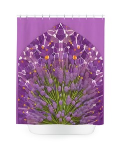 Lavender Flower Shower Curtain AI Art Design Geometric Botanical Bathroom Decor