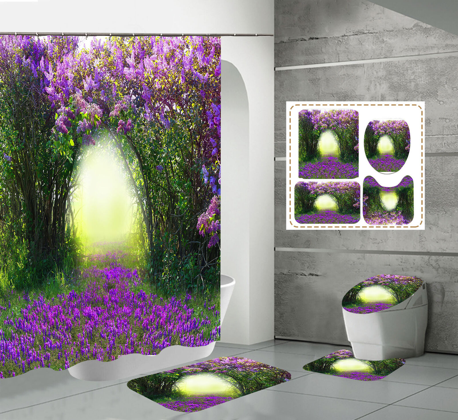 Lavender Flowers Print Shower Curtain for a Soothing and Relaxing Bathroom Decor