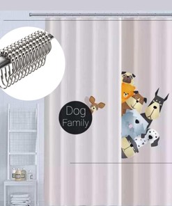Lavender Funny Dogs Shower Curtain With Metal Hooks - Child'S Bathroom Decor