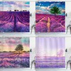 Lavender Garden Landscape Floral Waterproof Shower Curtain Available In Multiple Sizes