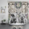 Lavender Highland Cow on Rustic Wood Barn Shower Curtain with Country-themed Bathroom Decor