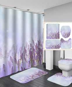 Lavender Leaf Print 3D Shower Curtain For A Relaxing And Calming Bathroom