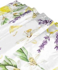 Lavender Lemon Print Waterproof Shower Curtain for Bathroom Decor