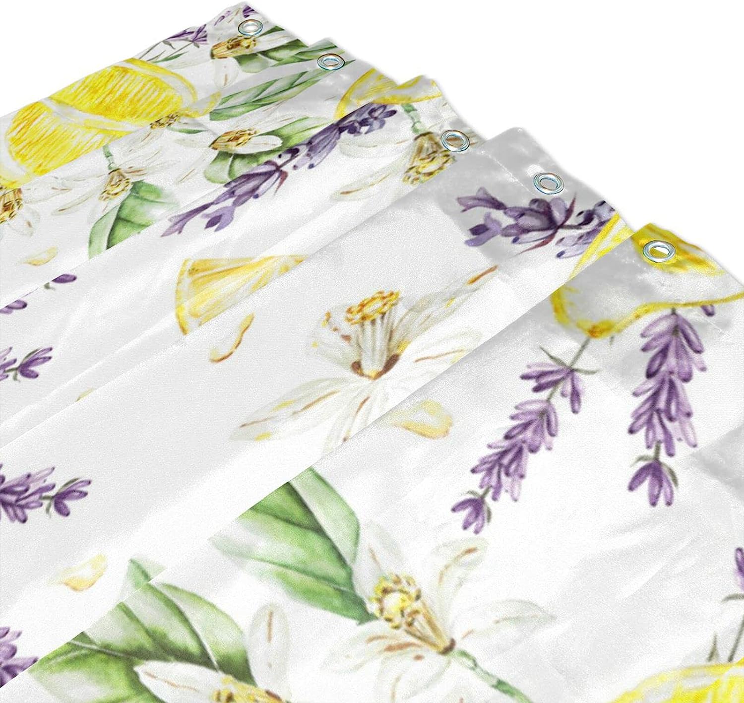 Lavender Lemon Print Waterproof Shower Curtain for Bathroom Decor