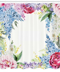 Lavender Print Shower Curtain - Flowers Shower Curtain For Spring Bathroom Refresh