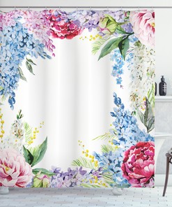Lavender Print Shower Curtain - Flowers Shower Curtain For Spring Bathroom Refresh
