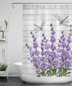 Lavender Print Shower Curtain for Bathroom Decor