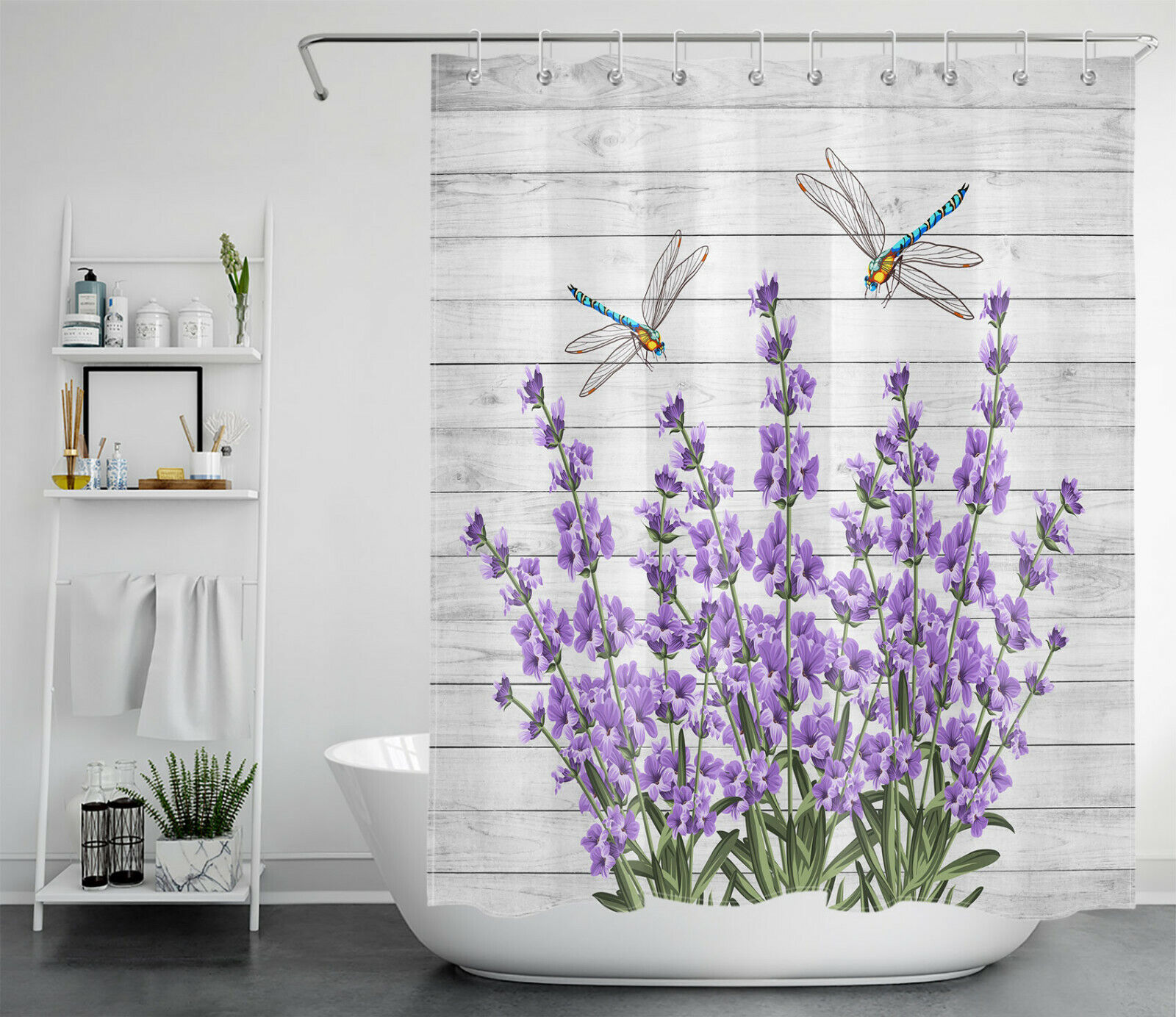 Lavender Print Shower Curtain for Bathroom Decor
