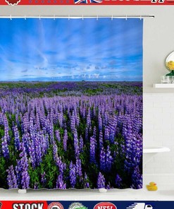Lavender Print Shower Curtain with Lovely and Soothing Watercolor Design