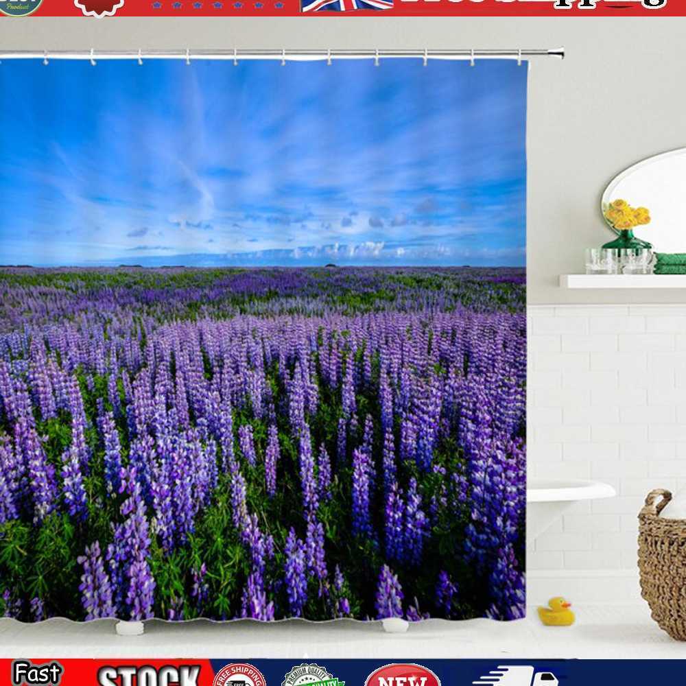 Lavender Print Shower Curtain with Lovely and Soothing Watercolor Design
