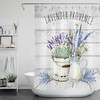 Lavender Provence Shower Curtain with Rustic Wood Board Design for Farmhouse and Rustic Bathrooms