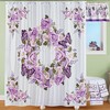 Lavender Roses Floral Butterfly Wreath Fabric Shower Curtain with Elegant and Vintage Design