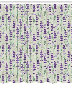 Lavender Shower Curtain with Fresh Herbs Botanical Print for a Natural-Themed Bathroom