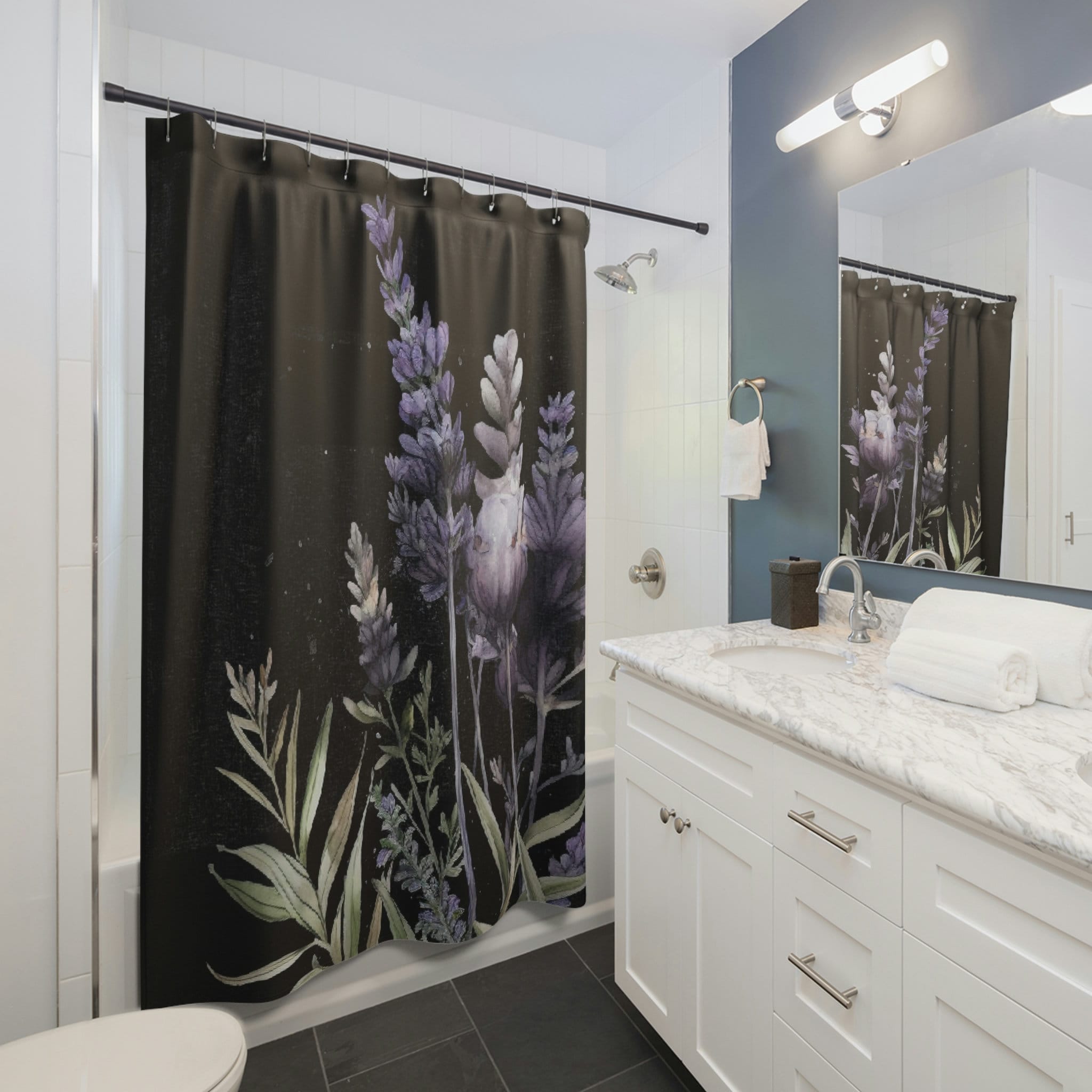 Lavender Shower Curtain with Mystical Gift and Watercolor Design for a Dreamy Bathroom Decor