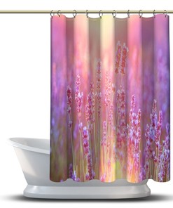 Lavender Sunset Sky Shower Curtain - Waterproof and Multidimensional Decoration for Your Bathtub Bathroom