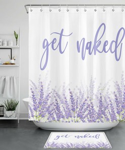 Lavender-Purple Waterproof Fabric Shower Curtain With Modern And Minimalist Prints