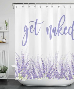 Lavender-Purple Waterproof Fabric Shower Curtain With Modern And Minimalist Prints