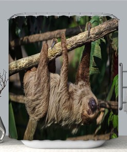 Lazy Days Sloth Waterproof Fabric Shower Curtain