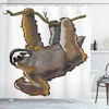 Lazy Sloth Bear Cartoon Print Animal Shower Curtain For Kids Bathroom