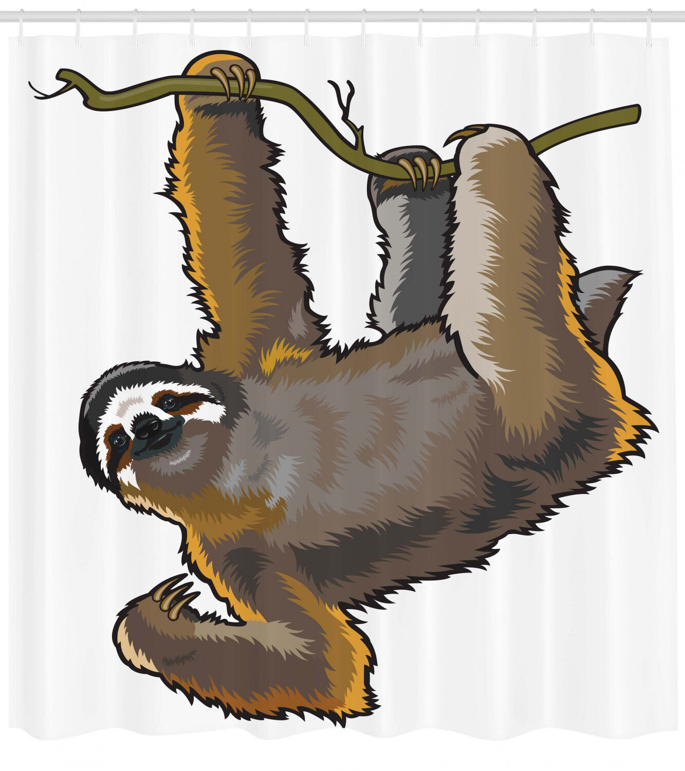 Lazy Sloth Bear Cartoon Print Animal Shower Curtain For Kids Bathroom - Image 2