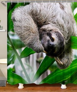 Lazy Sloth Cartoon Animal Shower Curtain For Kids Bathroom Decor