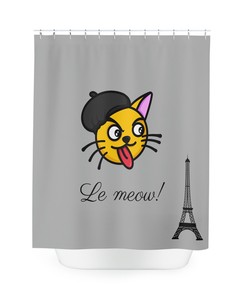 Le Meow Shower Curtain - Cat Lover Bathroom Decor